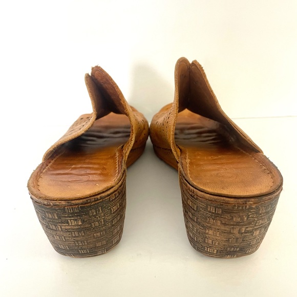 Bonavi / La Pinta Leather Wedge Slip on Sandal Tan Size 41 EU - Picture 3 of 9